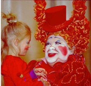 clown with girl